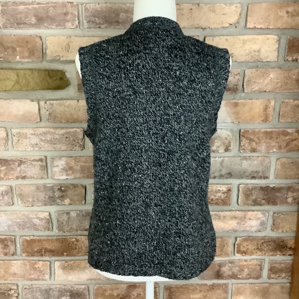WOOLRICH “Black Heather” Wool Cardinal Sweater Vest SZ-S Petite - Picture 4 of 11
